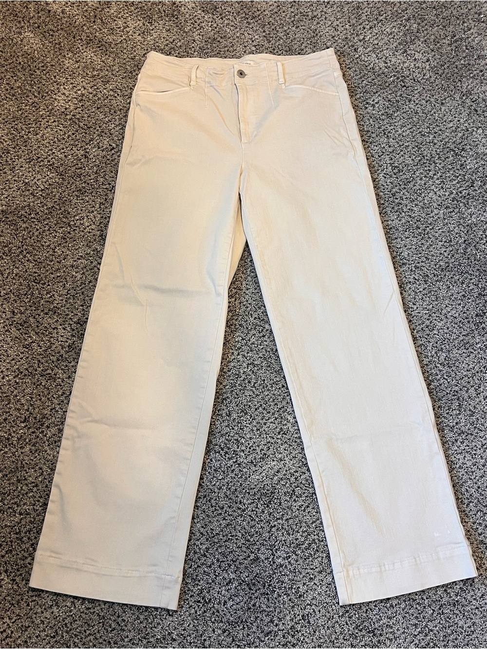 J.Jill High-Rise Wide Leg Denim 12 Off-White Minimalist Coastal Preppy - Flaw